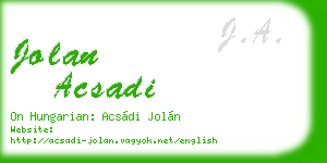 jolan acsadi business card