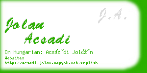 jolan acsadi business card